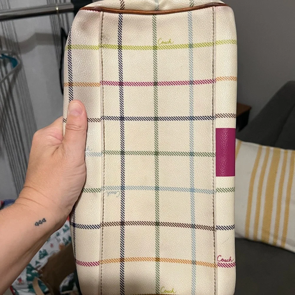 Coach Women's Plaid Handbag - Cream and Pink Vintage - Picture 4 of 7